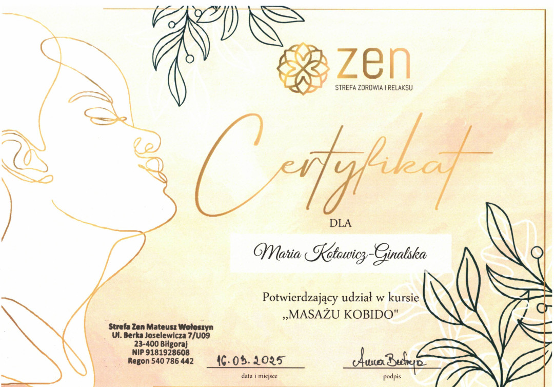 Masaż Kobido Cert Masaż Kobido Cert